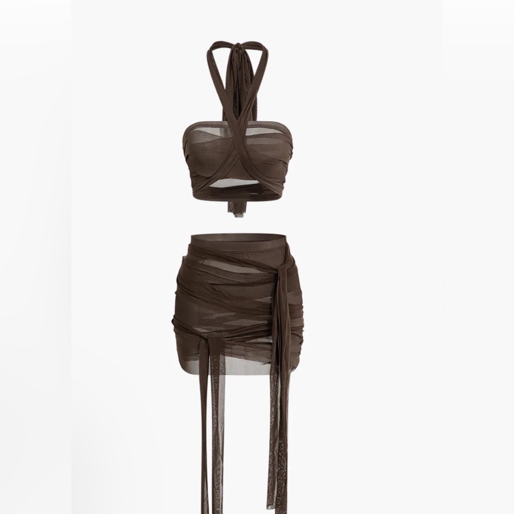 Halter Mesh Tank Top and Mini Skirt Burning Man Steam Punk Outfit Costume